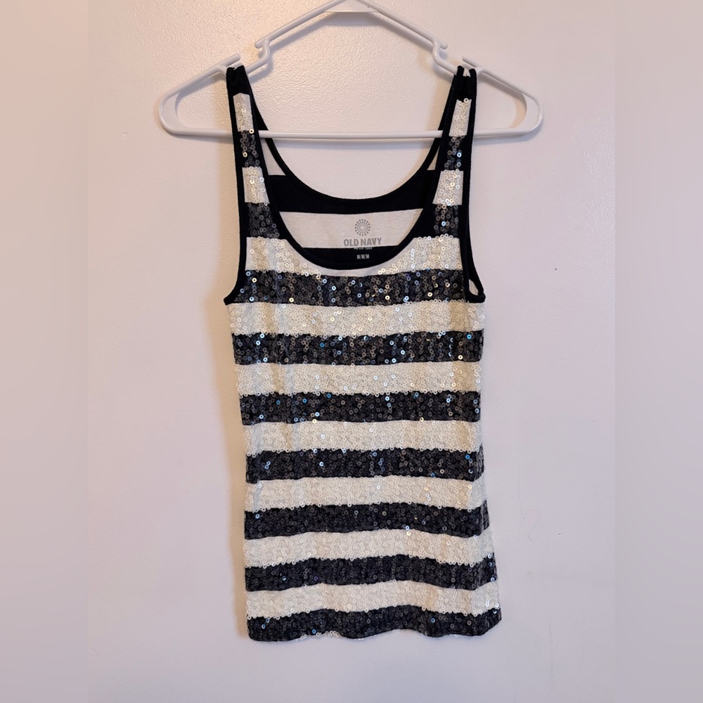 ‼️SOLD‼️ 

Old Navy Black & White Sequin Striped Tank Dress